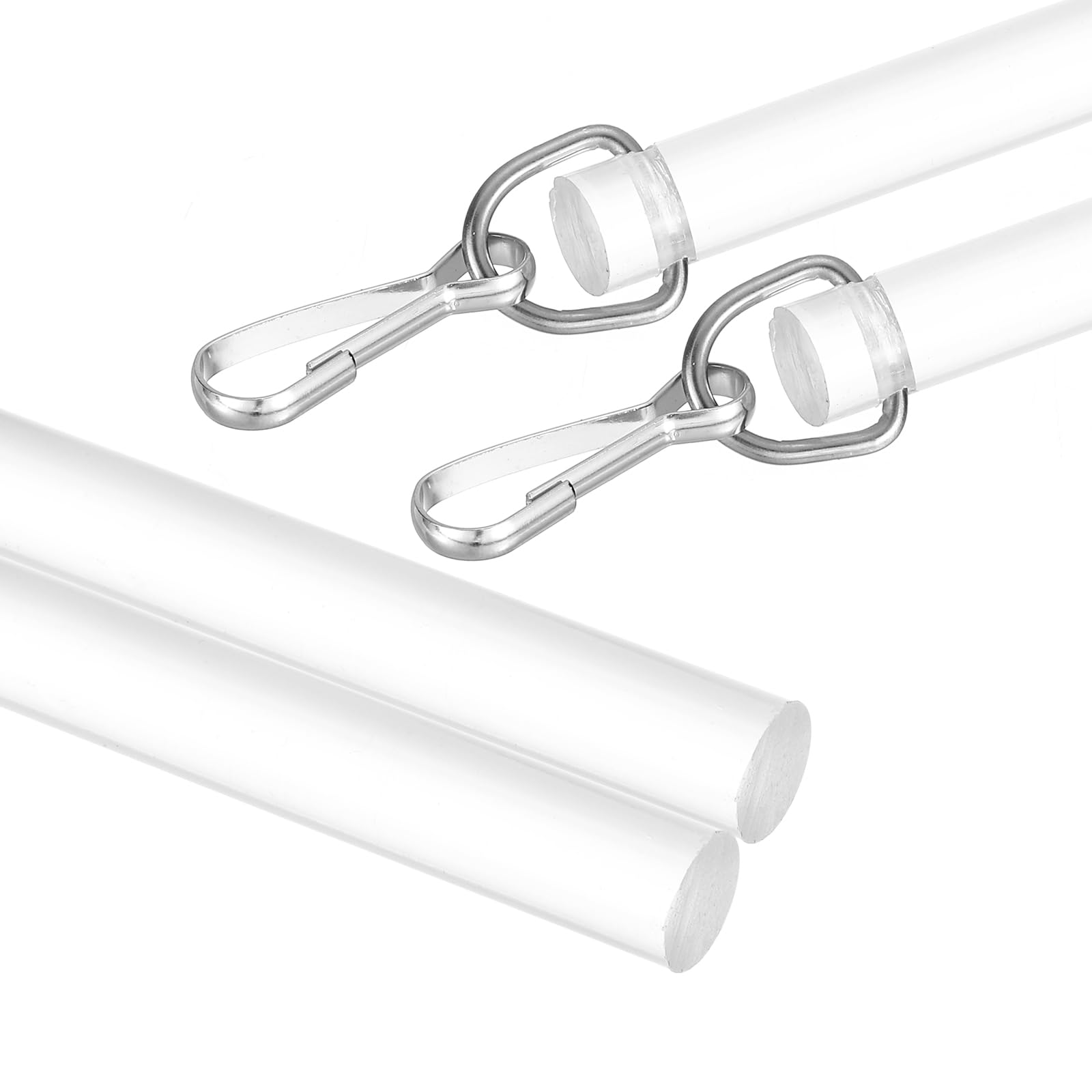 QUARKZMAN 2Pcs 36" Baguette À Rideau En Acrylique, Tige De Traction Pour Invisible Avec Crochet, Pièce Remplacement Universelle Pour Rideaux Suspendus Haute Ouverture-Fermeture, Transparent