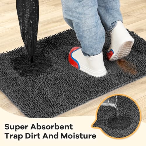 Image of Absorbent Dog Door Mat for Muddy Paws, 60 inch x 30 inch Chenille Indoor Mats for Entryway, Trap Dirt Front Door Mat Indoor Entrance Washable Non Slip Soft