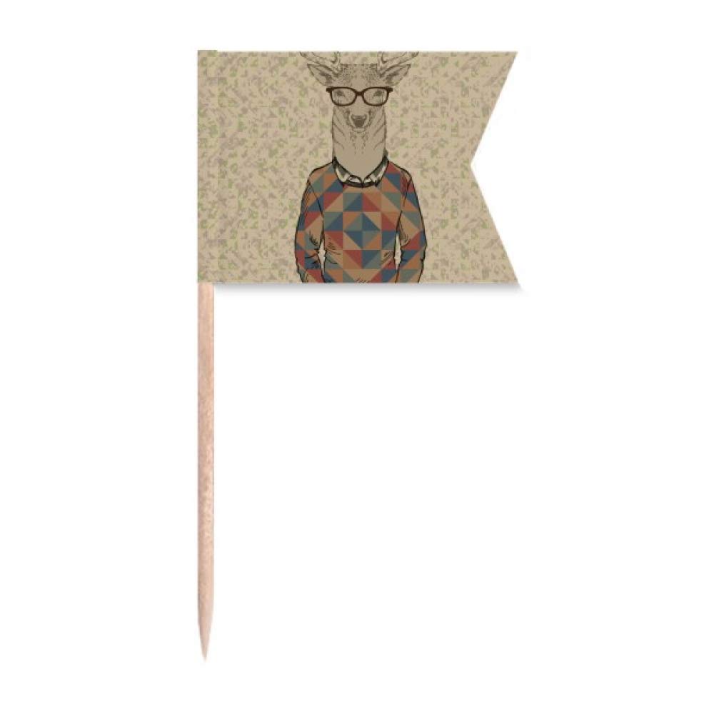 Lunettes motif cerf artistique pique pour gâteau et plateau fromage coloré