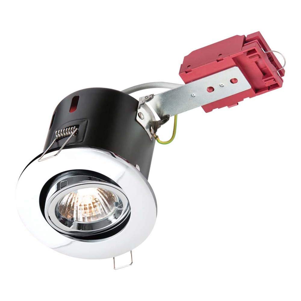 Knightsbridge Chrome Tilt Gu10 Ic Fire Rated Downlight-Gimble White, Pressed Steel,