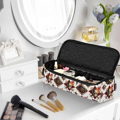 Organizador 2 en 1 para herramientas de cabello con almohadilla resistente al calor, impermeable, para plancha y rizador de viaje, accesorio de viaje para planchas y cuidado del cabello, símbolo oscuro miniatura 7