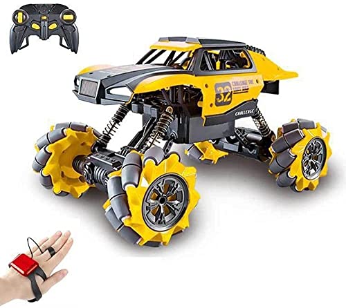 1/18 Scale RC Car 360° Spin Stunt dirft Car 2.4G Electric Remote Control Car Bigfoot Monster Truck 4WD Off Road Toy Vehicle All Terrains Drift RC Trucks (Color : Yellow)