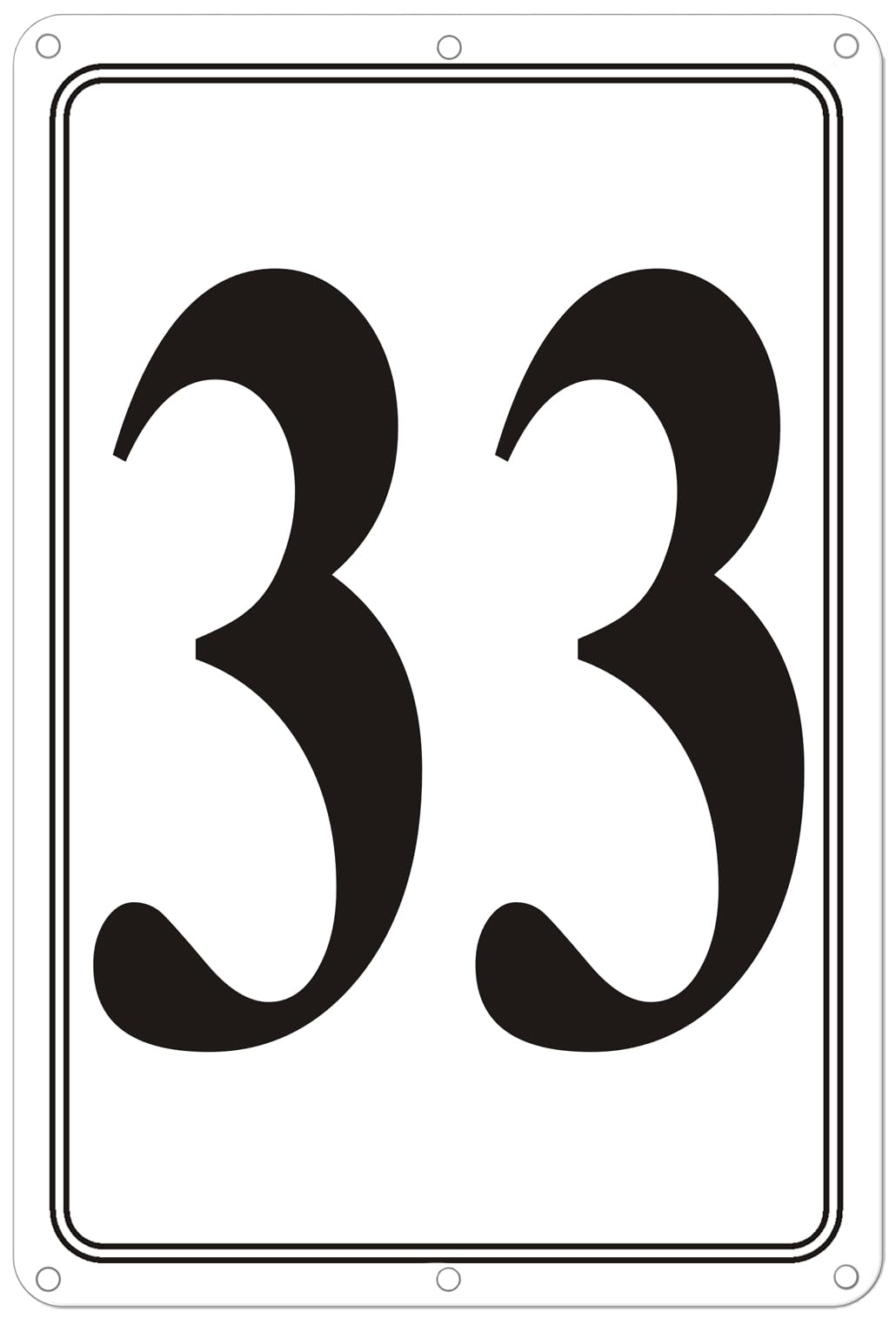Premium Aluminum Number Signs 33, Metal 12" X 8" Numbered Signs Outdoor for Parking Lots, Floor, Dock, Court, Aisle, Field, High Visibility, No Fade, Weather-resistant