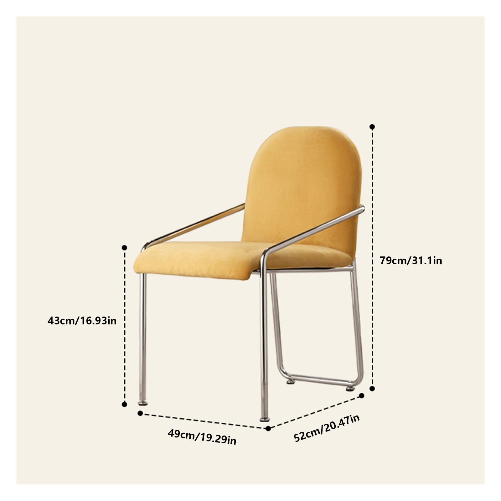 Chaise de Cuisine Chaises de Salle à Manger en Velours, Chaise Cuisine rembourrée avec Dossier et Pieds métal for Salon, réception, d'attente, Chambres Coucher(Orange)
