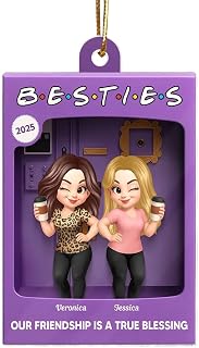 3D Effect Besties Forever Best Friends Purple Toy Box Style Personalized Acrylic Ornament, Christmas Gift For Besties, Friendship Gifts for Women, Bestfriend, BFF, Sisters, Birthday Christmas Gifts