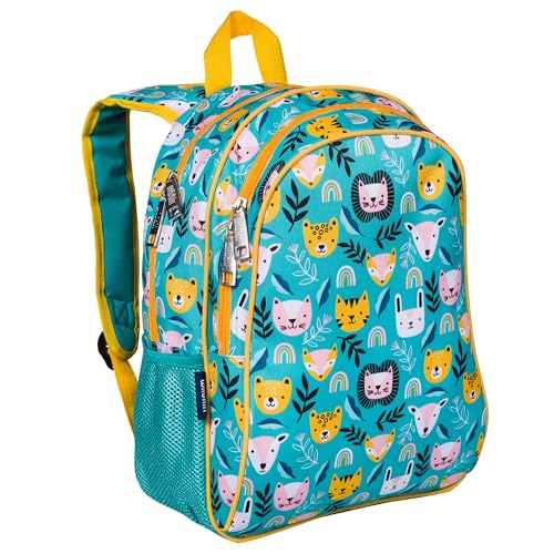 Image of Wildkin 15 Inch Backpack for Kids, Party Animals | Ages 5-10, padded straps, side water bottle pocket - coordinates with matching Wildkin lunch boxes