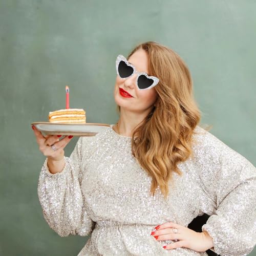 30th Birthday Glasses for Women - White 30 & Fabulous Shiny Diamond Pearl Sunglasses for Women 30th Birthday Party Supplies4