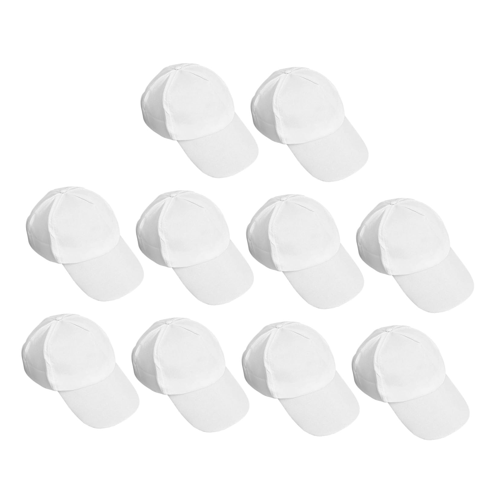 TOYANDONA 10 Gorras de Béisbol en White para Niños, para Pintar, con Visera, para Manualidades, Cumpleaños de Niños Pequeños, Sombreros de Sol para