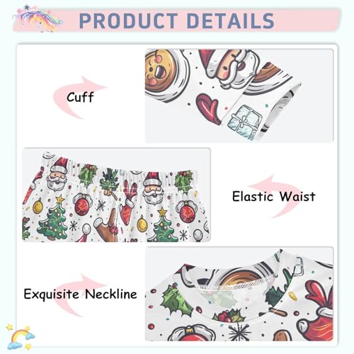 Fustylead Merry Christmas Cartoon Decorating Cotton Pajama Sets 2 Piece PJ Top and Bottom Nightwear Set4