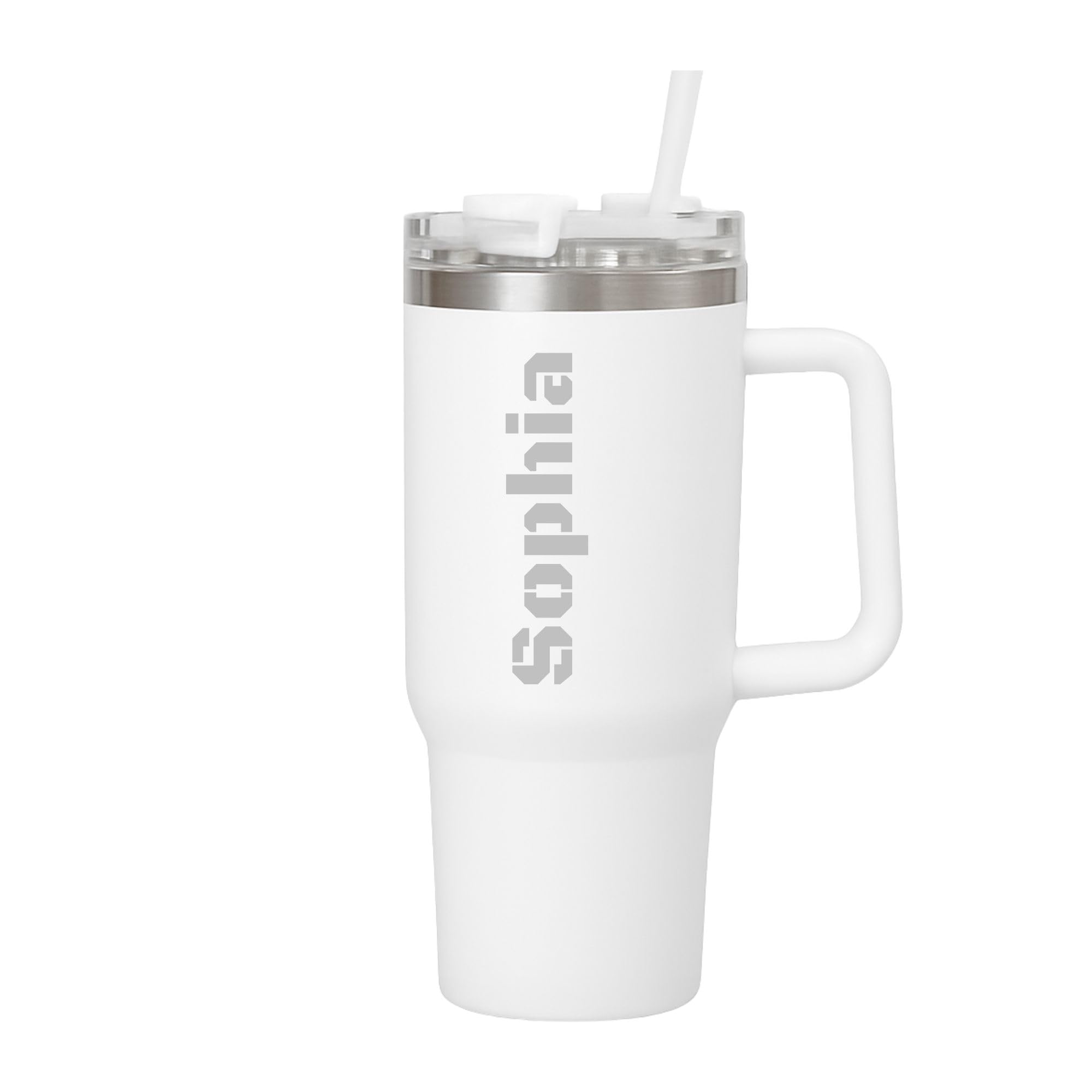 Personalised Name Engraved 40oz Stanley Gift Tumbler, White