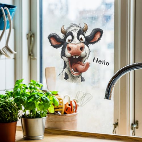 Vinilos decorativos de vinilo para pared con diseño de vaca divertida miniatura 3