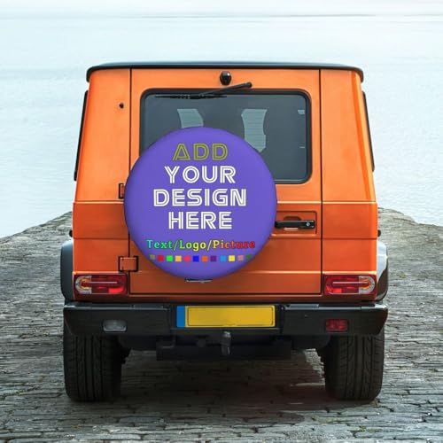 Image of Custom Spare Tire Cover Personalized Tire Covers Add Your Own Design Logo Picture Customize Wheel Cover Universal Size 14-17 in Fit for Jeep Trailer Camper RV Wheel Covers, Slateblue