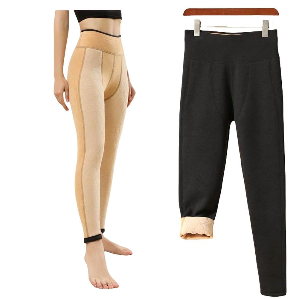 Collant Thermique Femme l'hiver des Femmes Épaissie La Taille Haute Et Le Long Pantalon De Coton Au Genou pour Garder Au Chaud-黑灰男-3xl