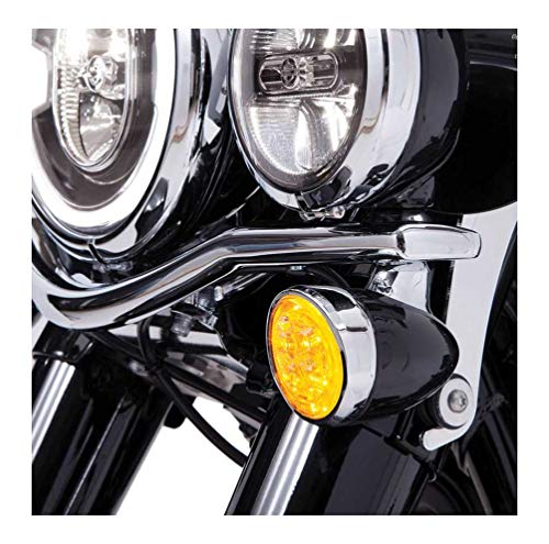Ciro Fang Amber Led Turn Signal Inserts With Chome Bezel Compatible For Harley-Davidson Dyna Fat Bob Cvo Fxdfse 2009 #TOP2