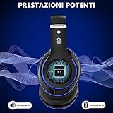 Rebocico Headphones, 6 EQ Modes,Headphones Wireless, 65 Hours Playtime Foldable Lightweight Bluetooth Headphones Over Ear with Built-in HD Mic,Deep Bass, FM, SD/TF for PC/Home（Black Blue） - Image 2