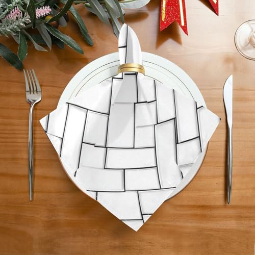 Servilletas de Tela Reutilizables Negro Blanco 20x20 pulg 6 un miniatura 2