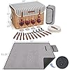 Wicker Picnic Basket for 4, 4 Person Picnic Kit, Willow Hamper Service Gift Set with Blanket Portable Bamboo Wine Snack Table for Camping and Outdoor Party