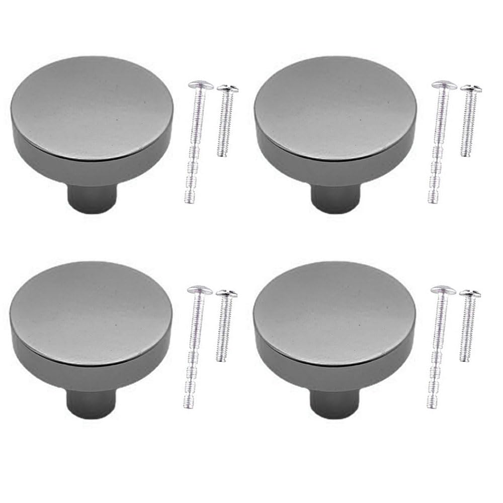 Waenzeenh Gray 4 Pcs Kitchen Cabinet Knobs 30Mm Round Dresser Drawer Knobs Round Grey Cabinet Knob Bedroom Drawer Pulls With Mounting Screws For Cupboard Closet Drawer Door