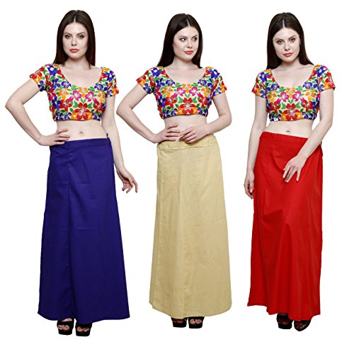 Image of Pistaa combo of 3 Women's Cotton Best Indian Readymade Inskirt Saree petticoats
