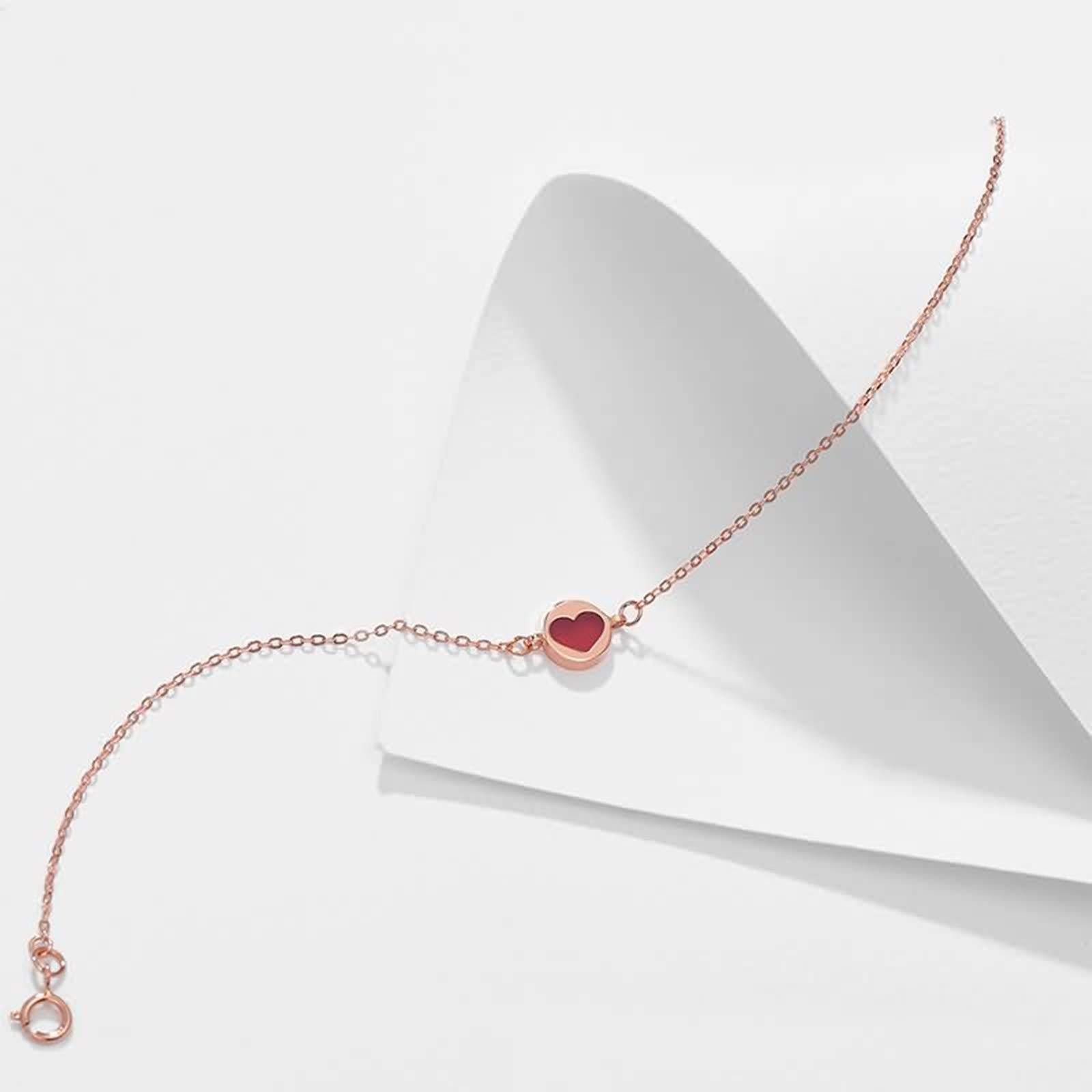 Pulsera con Dije de corazón para Mujer en Oro Rosa de 18 Quilates