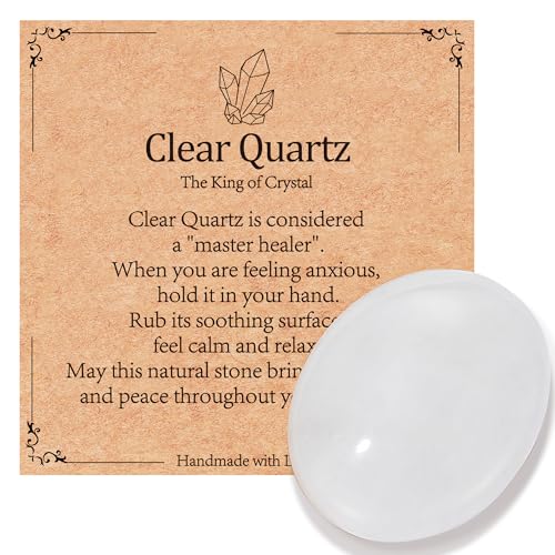 Clear Quartz Healing Crystal Polished Worry Palm Stone Reiki Gemstone Energy Balancing Anxiety Stress Relief Meditation Spiritual Gifts for Women Men
