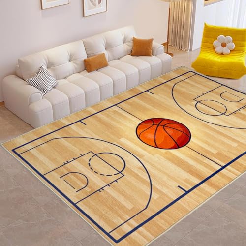 Basketball Rug 5x7 Washable Low Pile - Non Slip Sports...