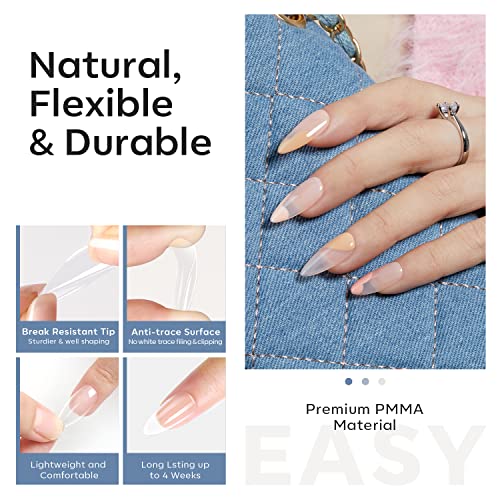 Image of Modelones Medium Almond Nail Tips 510Pcs Clear False Acrylic Almond Press on Nails Pre-shape Full Cover Fake Extension DIY at Home 15 Sizes