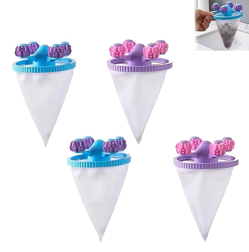 4 Stück Tierhaarentferner Waschmaschine, Filterbeutel Tierhaarentferner ，Waschmaschine Fusselfänger，Haarentferner Tierhaare， Haarfänger ，Tierhaare Fusselfänger，Wäschebälle Tierhaarentferner