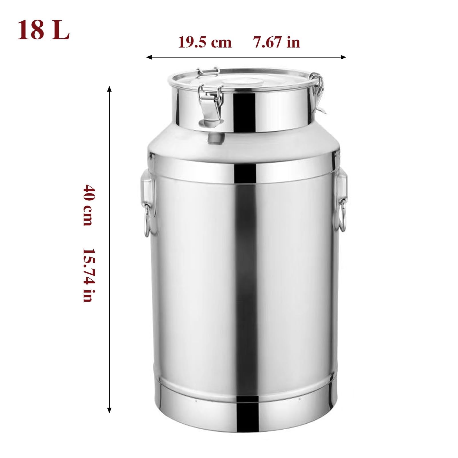 Lechera de acero inoxidable, cubo de vino, contenedor de almacenamiento de líquidos con asa y tapa sellada para café, granos, arroz, a prueba de derrames, 14 L