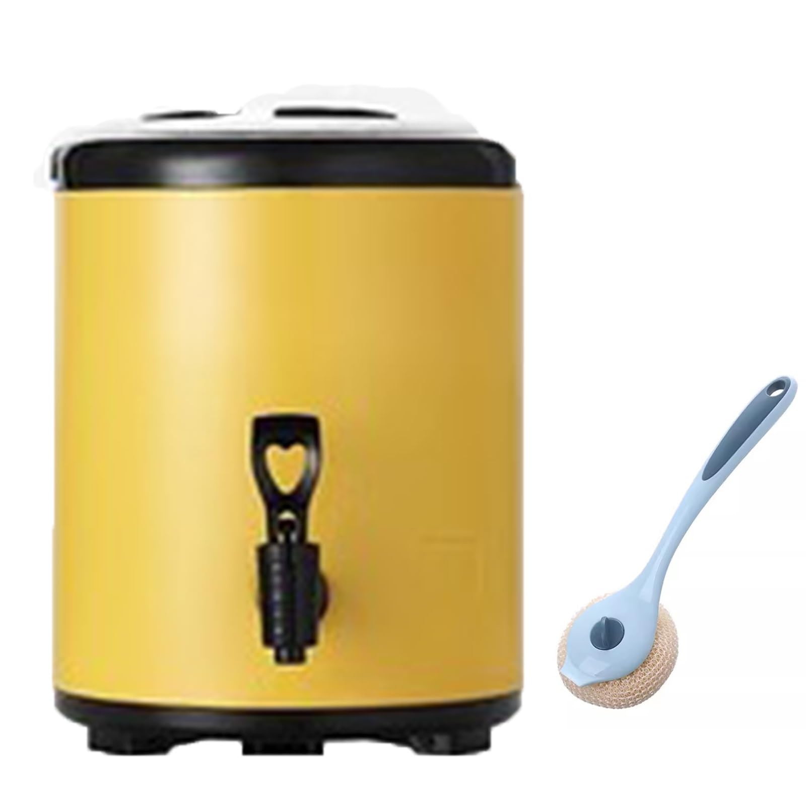 Distributeur de Boissons Isotherme en Acier Inoxydable 20 L, pour Boissons Chaudes et Froides, Distributeur de Boissons glacées, bidon à Lait Jaune avec goupillon, idéal pour Les fêtes et év