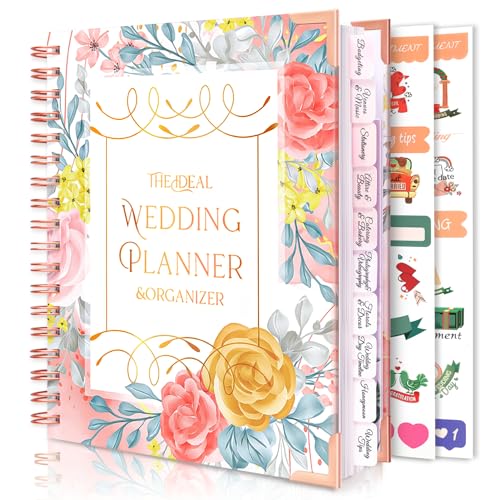 Wedding Planner, 9.8' x 11.3' Wedding Planning Book and Organizer with Countdown Calendar, Bridal Wedding Planner Book and Organizer, Bride Gifts Wedding Gifts Engagement Gifts for Newly Engaged Couple