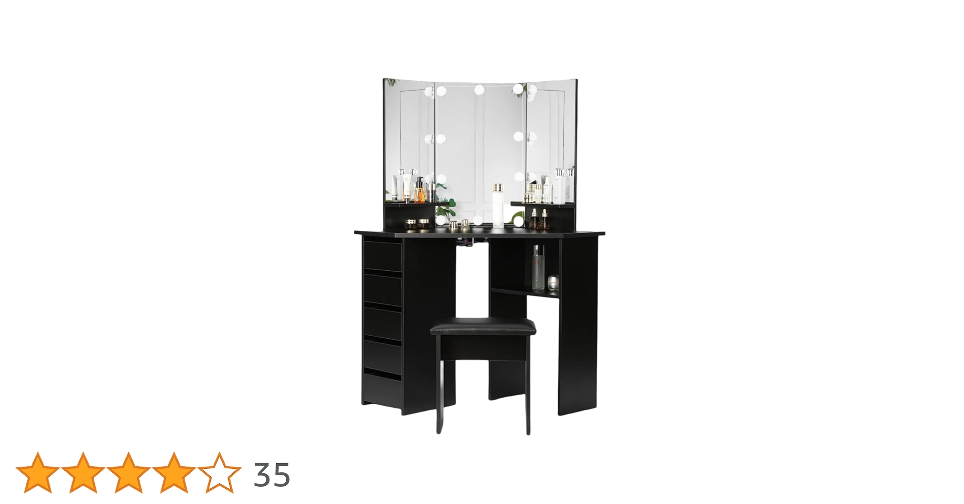 Amazon｜HomeSailingドレッサー 三面鏡 ライト付き 化粧台 女優