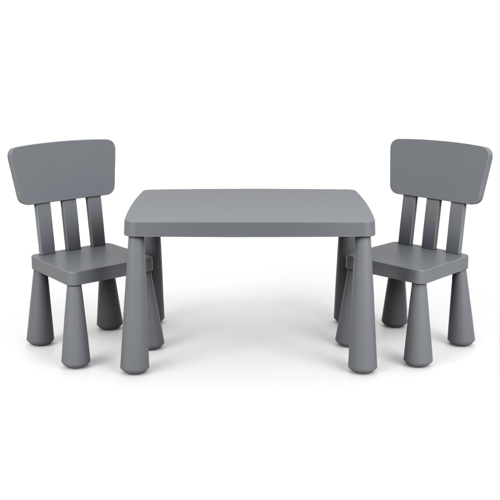 Maxmass Kids Activity Play Table & Chair Set, Children Multifunction Study Table with 2 Chairs, Kids Furniture Set for Drawing, Arts & Crafts and Snack Time (Grey)