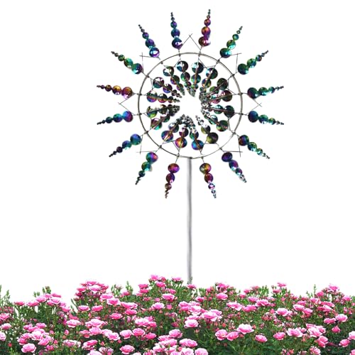 Molino de viento mágico,Molino de viento único y mágico de metal,Escultura cinética impulsada por el viento Windspinner,Patio Y Jardín Windfänger Para Jardín,Terraza,Césped,Patio,Patio,Decoración de