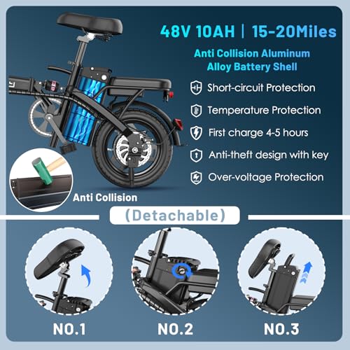 Foldable Electric Bike for Adults and Teens, 700W Peak Motor