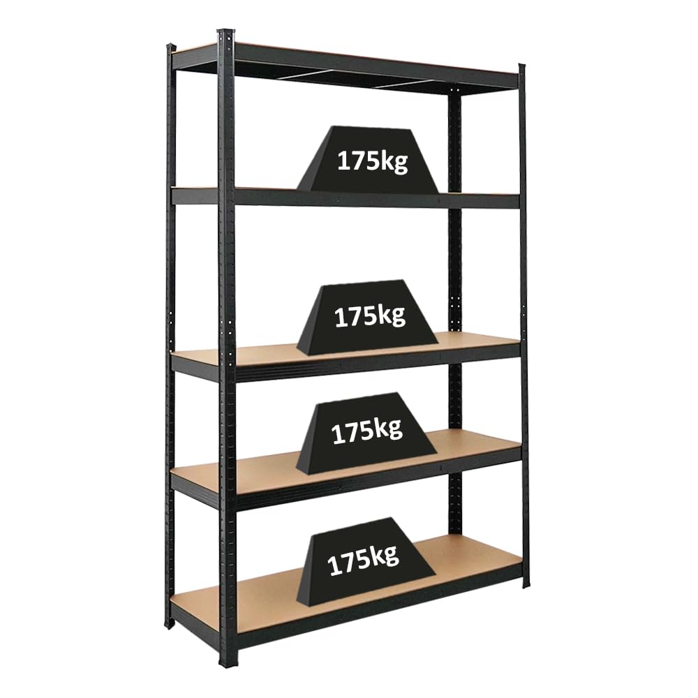 PROREGAL Schwerlastregal Ragnar für Gesamtlast 875kg Maße: 180x120x40 Schwarz, Kellerregal, Steckregal, Garagenregal, Lagerregal
