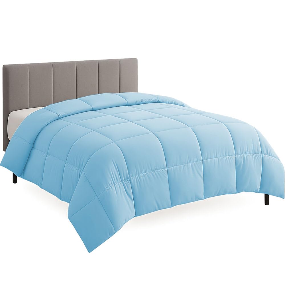 Oversized King Plus Size Comforter Set - All Season Down Alternative Bedding Comforter Set - Quilted Duvet Insert with Corner Tabs - Box Stitched Blanket - Breathable, Soft - Light Blue