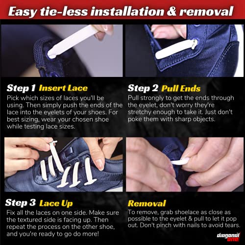 Diagonal One SWEET-746 No Tie Shoelaces For Kids & Adults. The Elastic Silicone Shoe Laces To Replace Your Strings. 16 Slip thumb #4