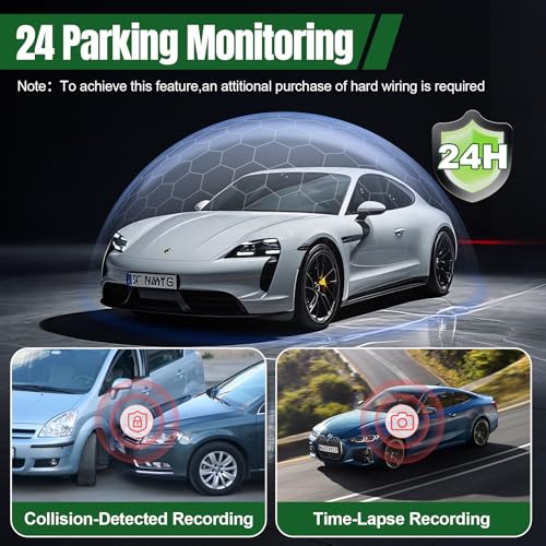 Image of 4 Channel Dash Cam,360 All-Around View Front Rear Left Right Inside Car Camera,3 inch IPS Screen,4-Way Dash Cam with 24H Parking Mode,Built-in GPS,8 IR Night Vision,G-Sensor,Free TF Card Included