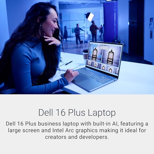 Image of New Dell 16 Plus Laptop, AI Enabled Intel Core Ultra 5 226V, 16GB LPDDR5X, 512GB SSD, Intel Arc Graphics, 16 inch FHD+ AG NT 300nits WVA /IPS Display, Backlit Keyboard + FPR, Ice Blue, Thin & Light 1.87 Kg