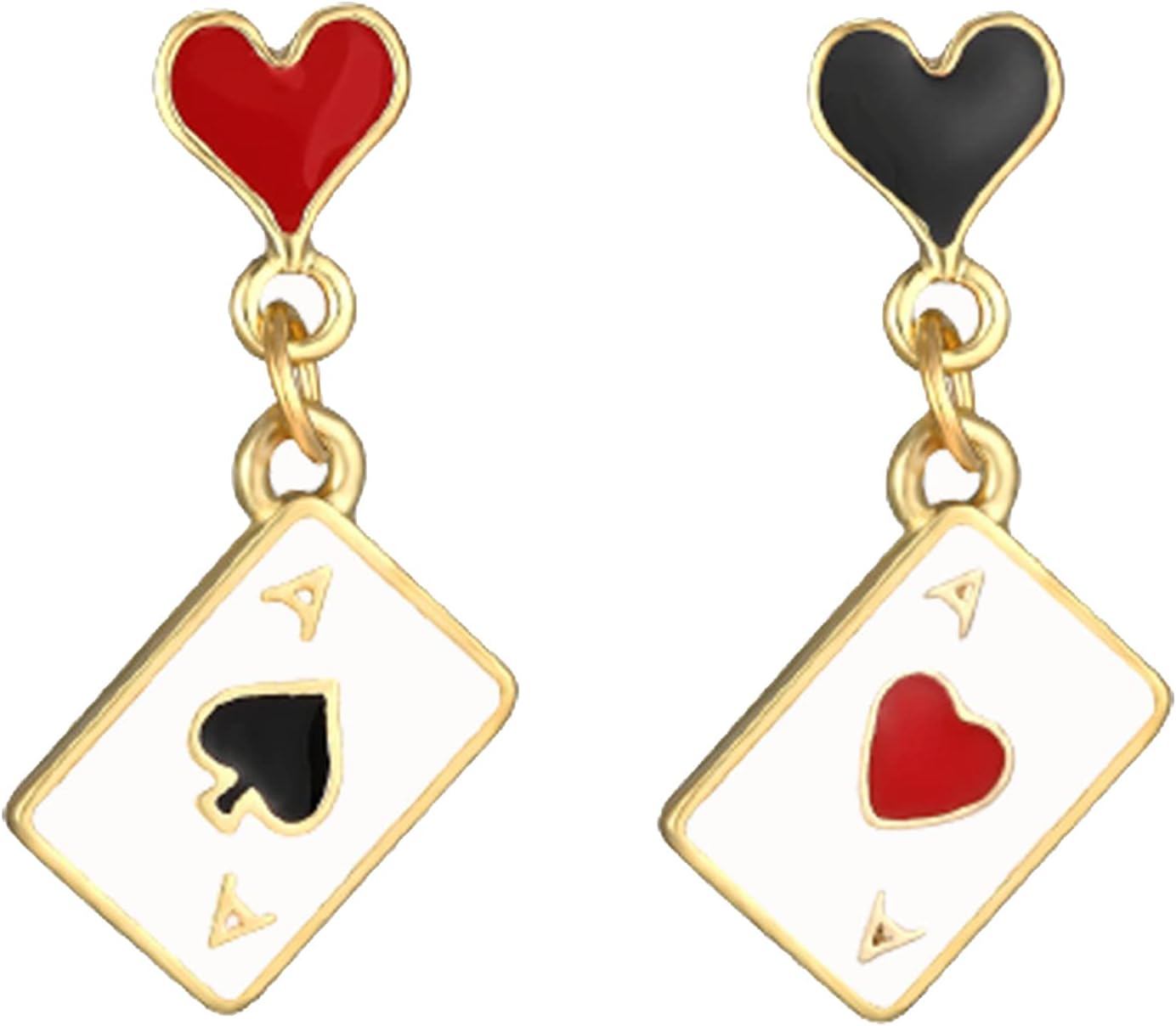CSIYANJRY99 Queen of Hearts Earrings for Women Red Heart Poker Clock Drop Earrings Asymmetric Queen of Hearts Costume Women Accessories