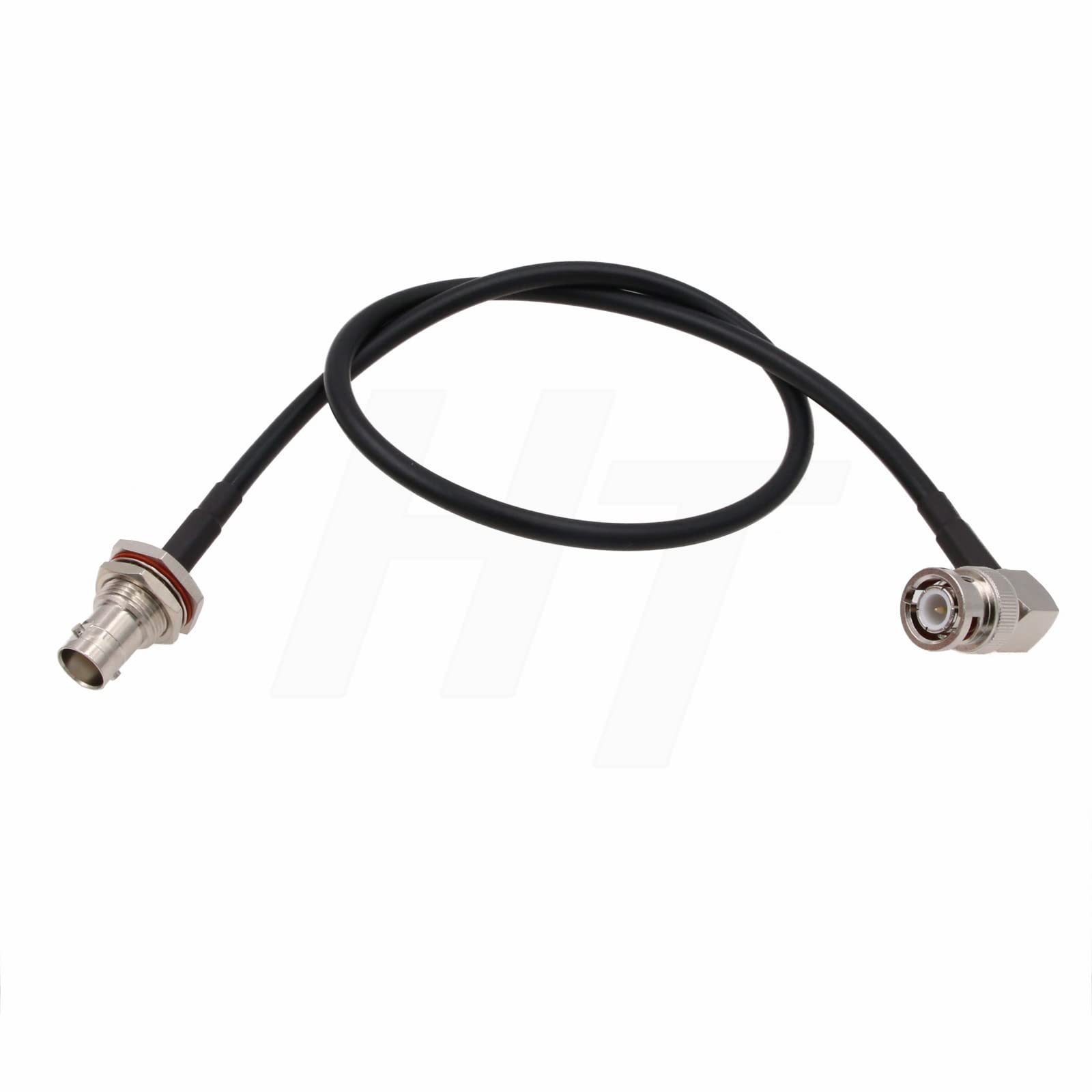 HangTon 6G SDI RF Coax 50 Ohm Cable Right Angle BNC Male to BNC Female Bulkhead Mount