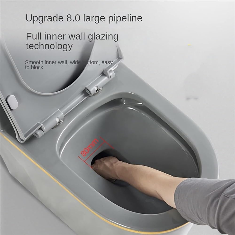 Inodoro de cerámica gris, inodoro súper sifónico, inodoro de una pieza de doble descarga para el hogar, hotel, baño, inodoro creativo silencioso, B-720 x 390 x 630 mm