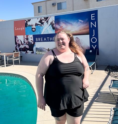 FOREYOND Plus Size 2 Piece Swimsuit for Women Tankini Bathing Suits Flowy Swim Tops with Boy Shorts 1XL-5XL2