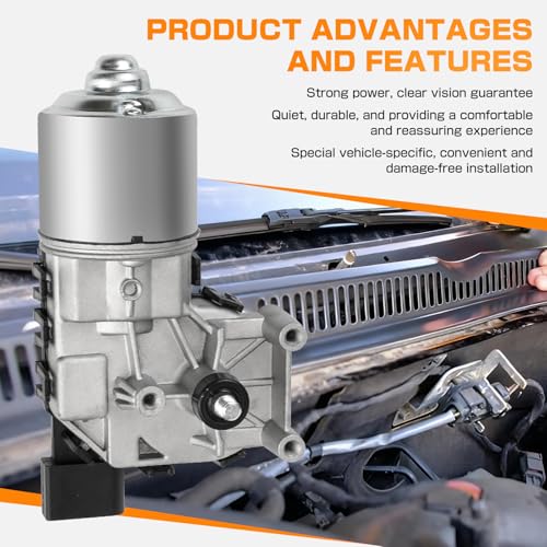Image of Front Windshield Wiper Motor Compatible with Volkswagen Jetta 2011-2018 4 pin Replace 6R1955119A 5C7955113D 5C6955121A
