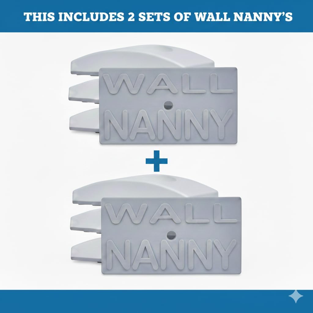 Wall Nanny 2-Pack - Works with 2 Gates - Baby Gate Wall Protector (Made in USA) Protects Walls and Doorways from Pet Gates - for Pressure Mounted Indoor Safety Baby Gates - White