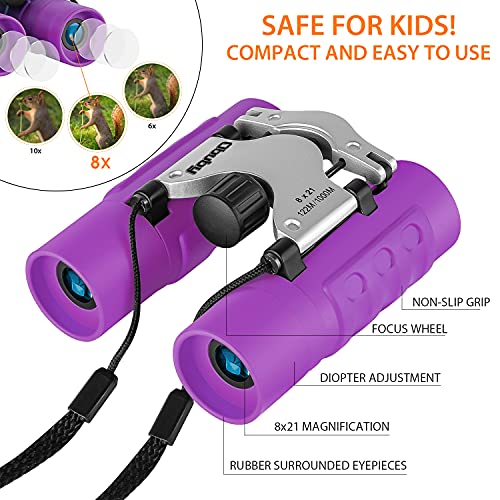 Obuby Real Binoculars for Kids Gifts for 3-12 Years Boys Girls 8x21 High-Resolution Optics Compact Toy Binocular for… - Image 4