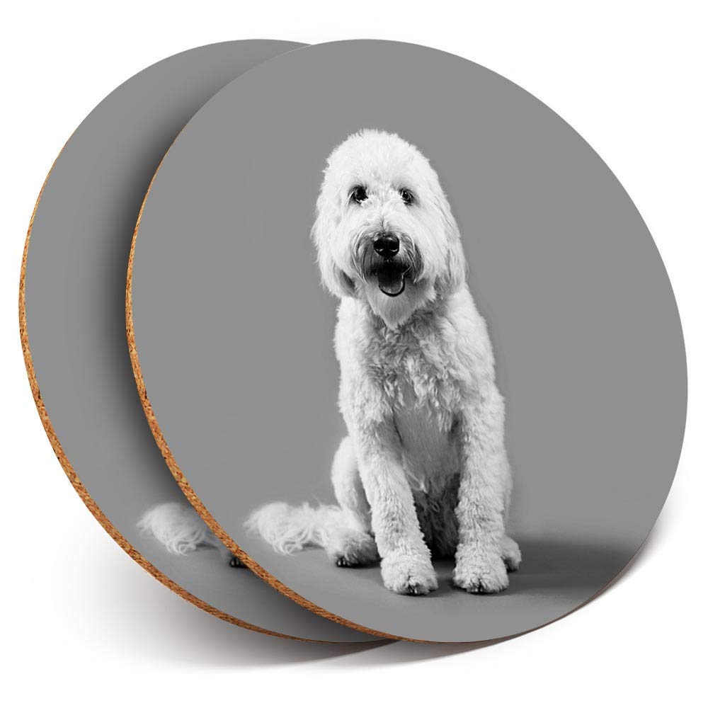 Destination Vinyl Ltd Multicolor 2 X Round Coasters - Old English Sheepdog - Cork Backed Home Kitchen Accessory Tea Coffee Mug Mat #36464