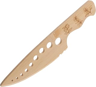 Luxshiny Safe Leaf Stripper Knife Wooden Kitchen Tool for Cilantro Lettuce Mandoline Slicer Veggie Shredder