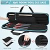 GOBUROS 4x4 Pool Cue Case Hold Up to 4 Butts and 4 Shafts, Pool Stick Carrying Case with Front Accessories Pockets, Billiard Cue Cases with Shoulder Straps